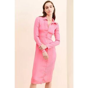 Amanda Uprichard x Free People Philips Hibiscus Pink Midi Dress Size Large $207